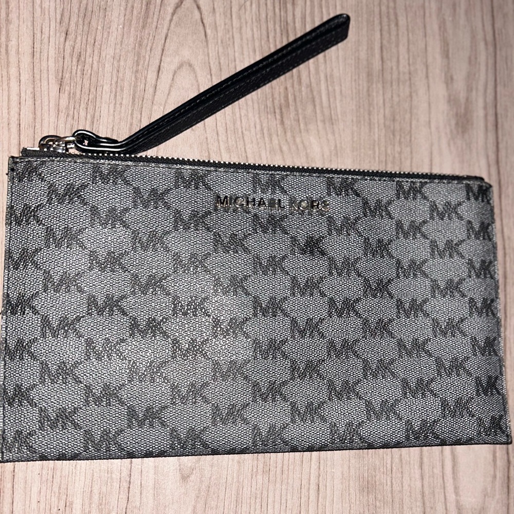 Michael Kors Monogram Wristlet in Black and Gray